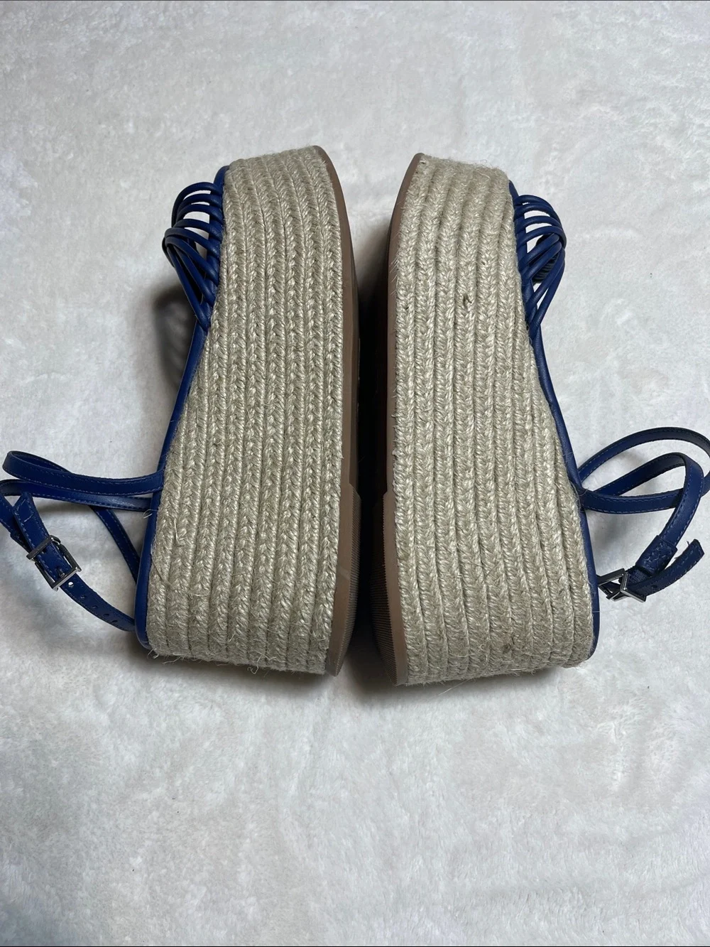 SCHUTZ Navy Blue Espadrille Wedge Sandals Size 5